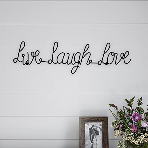 Lavish Home Metal Live Laugh Love Cursive Cutout Sign-3D Word Art Home Accent Decor-Perfect for Modern Rustic or Vintage Farmhouse Style, Black