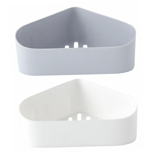Levemolo 2pcs Corner Shelves Wall Mounted Shelves for Storage Wall Hung Shelves Corner Soap Holder Storage Shelves Shower Basket White Kitchen Rack Kitchen Storage Rack Draining Rack Shelf