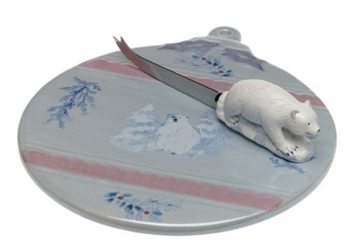 Pfaltzgraff Winter Frost Cheese Tray with Sculpted Slicer