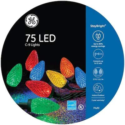 GE 75-Count LED C9 Multicolor 91145LO LED Staybright Christmas String Lights Energy Star