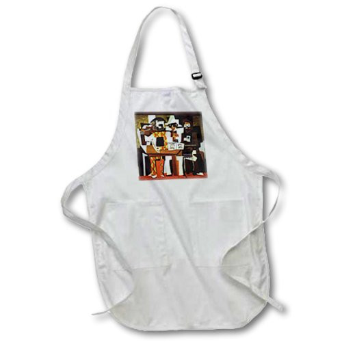 3dRose apr_52392_1 Picasso Painting Musicians N Masks Full Length Apron with Pockets, 22 by 30-Inch, White