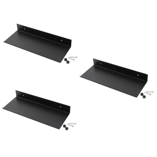 Alipis 3pcs Black Shelf Small Storage Shelf Flatware Organizer Metal Floating Shelves Bathroom Rack Floating Shelf Wall Mounted Shower Rack Wall Mount Shelving Storage Artifact Bookshelf
