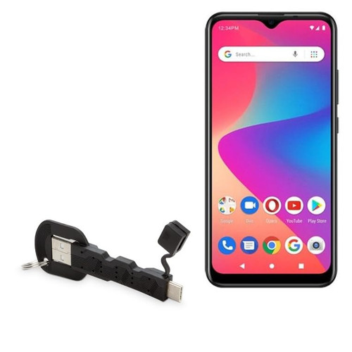 BoxWave Cable Compatible with BLU S91 - USB Type-C Keychain Charger, Key Ring 3.1 Type C USB Cable for BLU S91 - Jet Black