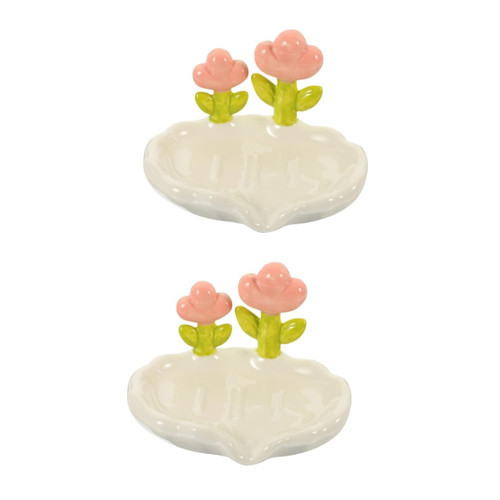 Cabilock 2pcs Box Ceramic Floral Soap Dish Bath Soap Liquid Portable Soap Jewlery Tray Creative Soap Tray White Soap Dish Lovely Soap Tray Ceramics Soap Dish for Shower Portable Soap Holder