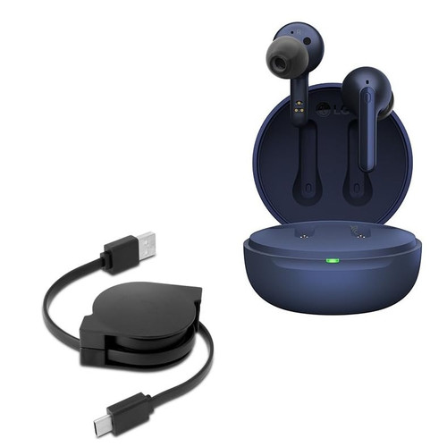 BoxWave Cable Compatible with LG Tone Free FP3 - miniSync - USB-A to USB Type-C, Retractable Cable - USB-A to USB Type-C for LG Tone Free FP3