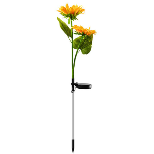 Aolyty Solar Sunflower Lights, IP65 Waterproof Solar Powered Garden Lights LED Stake Decorative Lights Warm Light for Flowerbed Patio Lawn Garden Yard Pathway Outdoor Decor (2 Heads, 1 Pack)