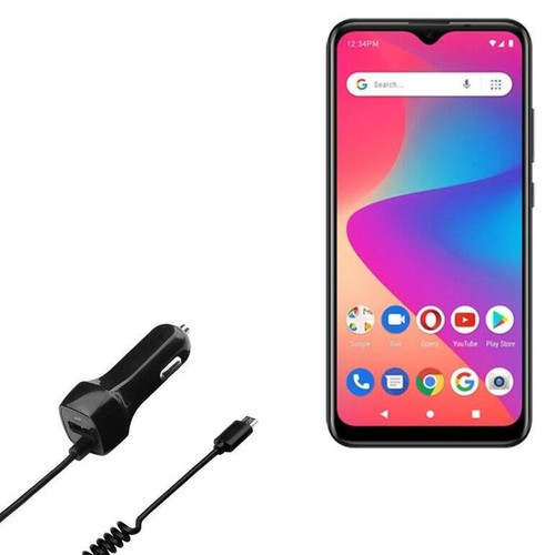 BoxWave Car Charger Compatible with BLU S91 - Car Charger Plus, Car Charger Extra USB Port with Integrated Cable for BLU S91 - Black