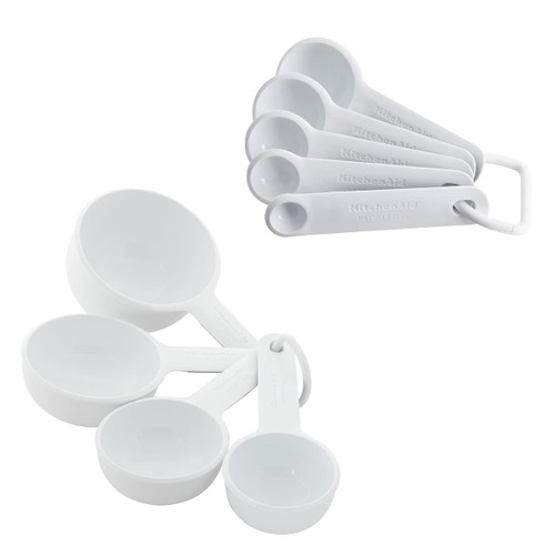 KitchenAid Universal Measuring Cup and Spoon Set, 9 Piece, White