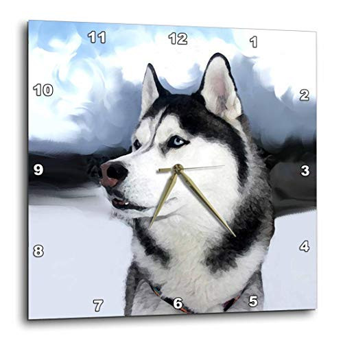 3dRose DPP_4438_1 Siberian Husky-Wall Clock, 10 by 10-Inch