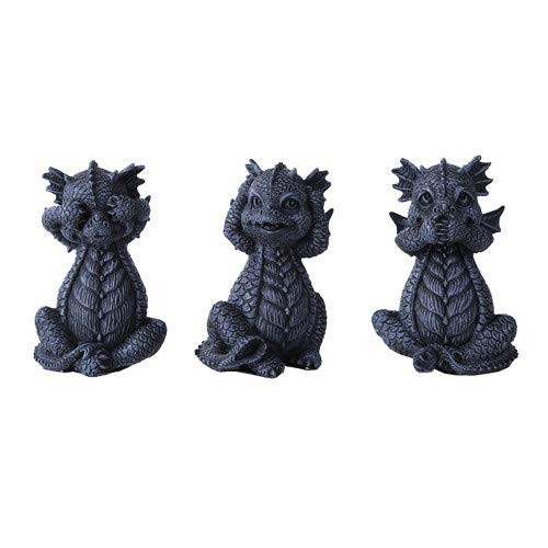 Pacific Giftware See, Hear, Speak No Evil Dragon Shelf Sitter Computer Top Sitters