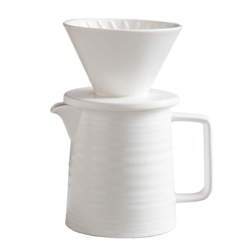 mondays. Pour Over Coffee Maker Set, Premium White Ceramic V60 Dripper & Decanter, 1-2 Cup Home Filter Coffee Maker (White)