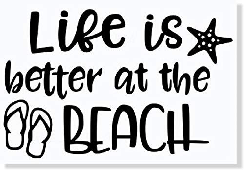 Life is Better at The Beach Camper RV Decals - Vinyl Camper Decals - Indoor Decals for RV Trailers - RV Camper Decals Sayings for Wall Decor - Die-Cut Vinyl Graphics for RV -23"W x 15"H Black
