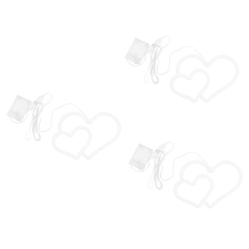 Neon Heart Light Sign 3pcs Double Heart Neon Light Heart Decor LED Desk Lamp Wedding Decoration LED Neon Signs Light Wall Neon Sign Lamp Adornment Neon Atmosphere Lamp LED Lamp