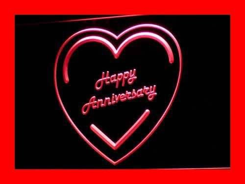 Happy Anniversary Heart Love LED Sign Neon Light Sign Display i368-r(c)