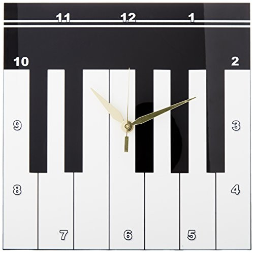 3dRose DPP_112827_1 Piano Keys-Black and White Keyboard Musical Design-Pianist Music Player and Musician Gifts-Wall Clock, 10 by 10-Inch