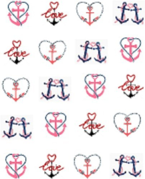 40 Heart Anchors Nail Art Decals 40 Heart Anchors Nail Art Decals