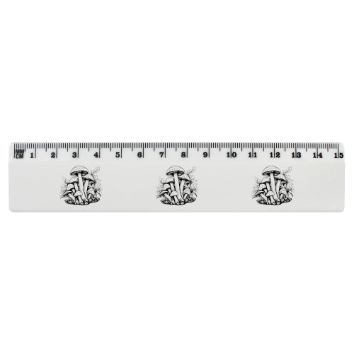 Azeeda 'Mushrooms' 15cm (6 Inch) White Plastic Ruler (RL00072025)