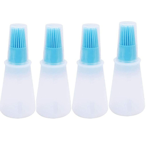 4 pcs Silicone Oil bottle brush? BBQ/Pastry Basting Brushes,Silicone Cooking Grill Barbecue Baking Pastry Oil/Honey/Sauce Bottle Brush (blue)