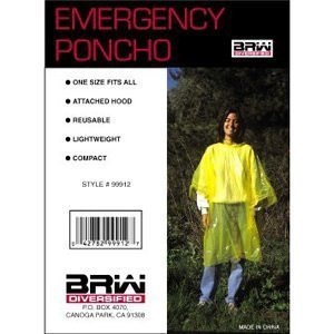 Pack of 4 Emergency Rain Poncho for Disaster preparedness kit, survival kit, rain gear,