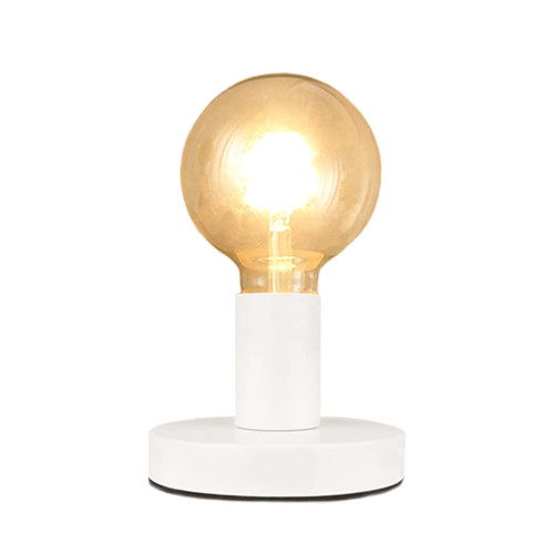 YKCGG Industrial Table Lamp Base,Small Polished Metal Desktop Light Sockets Base Only,Vintage E26/E27 Edison Screw Light Bulb Holder Base,with 6ft Cord Switch Plug Bulb Base Holder?White?