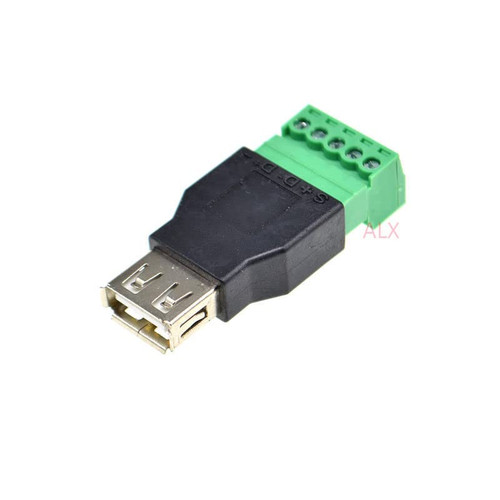 1PCS USB A-Type 2.0 Female Plug to 5PIN Screw Terminal Connector Pitch 3.5mm USB-a USB-2.0 Converter Adapter