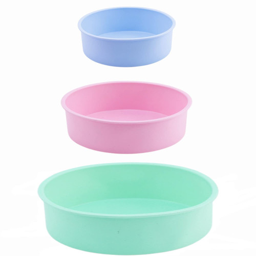 Dwwffer Silicone Round Cake Mold,3 Pack Round Silicone Cake Pans for Layer Cakes,Cheese Cakes,Rainbow Cakes,Resin Coasters and Chocolate Cake-4 inch & 6 inch & 8 inch Cake Pan (Round)