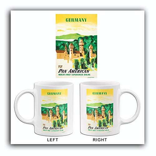 Germany - Fly Pan American - 1950's - Travel Poster Mug Germany - Fly Pan American - 1950's - Travel Poster Mug