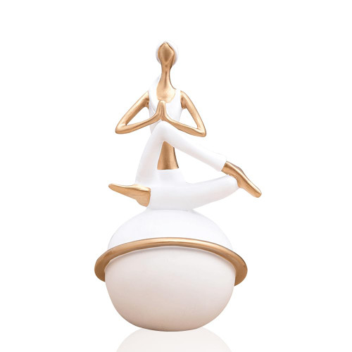 Eoiips Yoga Girl Statue, Resin Yoga Figure Meditation Yoga Woman Statue Figurine Modern Decor for Home & Office Decoration, Gifts for Yoga Lovers(White, C)