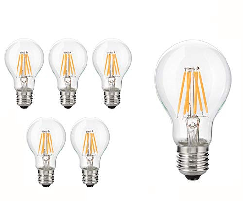 Dimmable LED Edison Bulb 10W 2700K Warm White, LED Filament Bulb, 900LM 10W Incandescent Equivalent Vintage A60 / A19, E26 Medium Base Clear Glass (Pack of 6, 10 Watt)