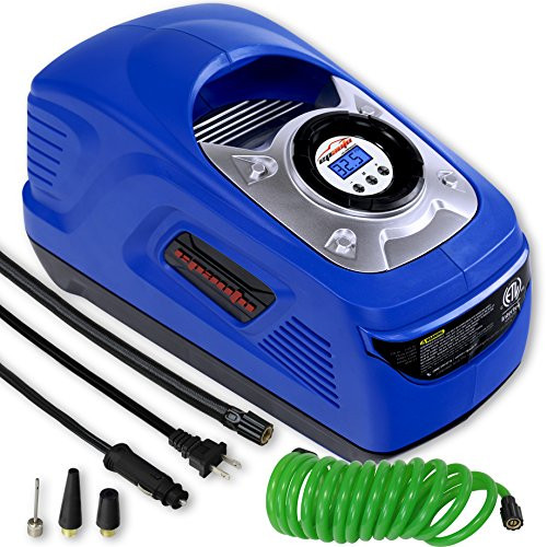 EPAuto AC 110V / DC 12V Dual Power Portable Air Compressor Pump w/ Digital Tire Inflator, Support for Cigarette Lighter Socket (12V) and Home Outlet (110V)
