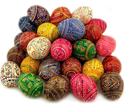 Religious Gifts 10 Assorted Colorful Hand Painted Wooden Ukrainian Pysanky Easter Eggs 2 1/4 Inch Religious Gifts 10 Assorted Colorful Hand Painted Wooden Ukrainian Pysanky Easter Eggs 2 1/4 Inch