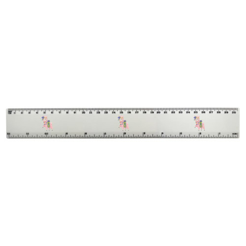 'Alpaca Carrying Flowers ' 30cm (12 Inch) White Plastic Ruler (RL00071518)
