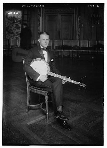 HistoricalFindings Photo: M.E. Kaufman,Banjo,Stringed Instruments,Musical,Chairs,Men,Bain News Service