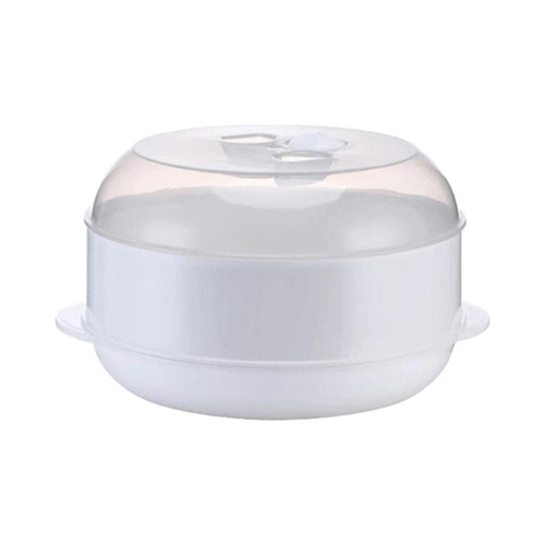 Fenteer Microwave Round Steamer Microwave Heating Steamer Dish with Lid Round Microwave Food Steamer Microwave Cookware Steamer for Vegetables Fish, single layer