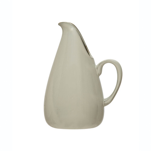 Creative Co-Op Stoneware, Reactive Glaze Pitcher, 6" L x 5" W x 9" H, Greige