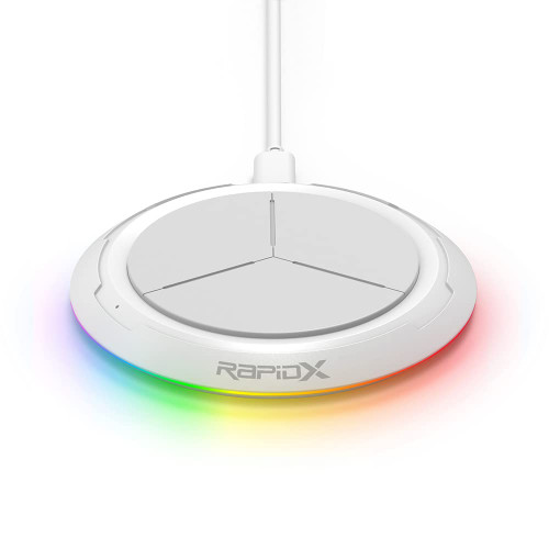 Wireless Charger, 10W RapidX Prismo RGB Wireless Charging Pad Compatible with iPhone 14/14 Plus/14 Pro/14 Pro Max/13/13 Mini/SE 2022/12/11/X/8,Samsung Galaxy S22/S21/S20,AirPods Pro 2(White)