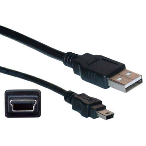 Offex Mini USB 2.0 Cable, Black, Type A Male to 5 Pin Mini-B Male, 6 Foot