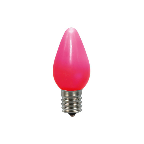 Vickerman C7 Ceramic LED Pink Bulb Nickel Base, 130V .96 Watts, 3 diodes, 25 Bulbs per Pack