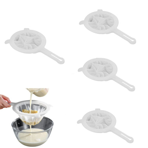 4 Pcs Kitchen Fine Nylon Mesh Strainer Food Yogurt Mesh Plastic Sieve Fine Mesh Colander with Handle for Filtering Juice Coffee Milk Honey Wine,100/200/300/400Mesh 4 Pcs Kitchen Fine Nylon Mesh Strainer Food Yogurt Mesh Plastic Sieve Fine Mesh Colander with Handle for Filtering Juice Coffee Milk Honey Wine,100/200/300/400Mesh