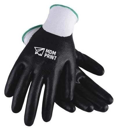 MDMprint Nitrile Coated Gloves, Full Coverage, Black/White, M, PR