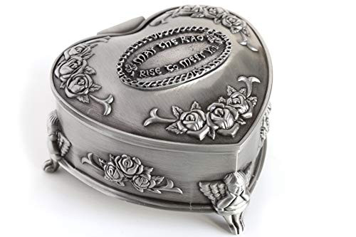 Biddy Murphy Irish Jewelry Box Heart-Shaped May The Road Rise Medallion Pewter Made in Ireland