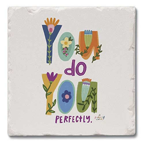 Absorbent Stone Tumbled Tile Coasters, You Do You, Set of 4
