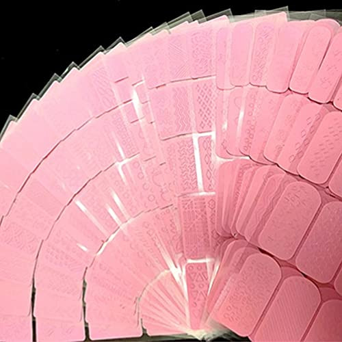 Nail Stencils for Nail Art Reusable, Pink Nail Vinyl Stencils Sticker French Tip Nail Decals Hollow DIY Manicure Decoration Decals Supplies?24 Sheets?