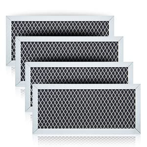 Giliglue Microwave Charcoal Filter Replacement Compatible with GE JX81H, WB02X10956, WB02X11544, WB2X10956, Microwave Filter Replacement Parts- 4 x 8-5/8 x 3/8 Inch, 4 Pack