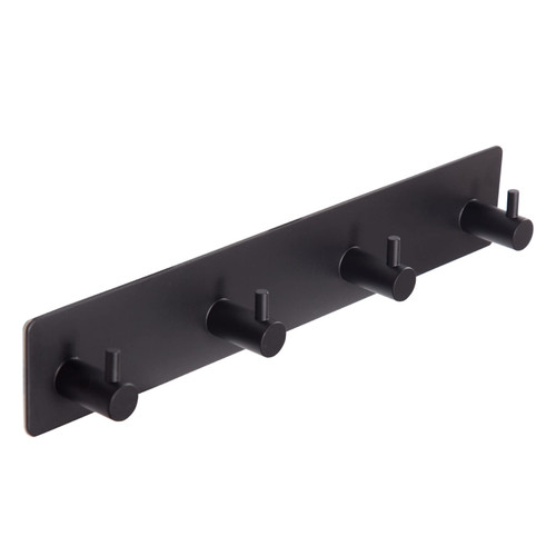 Black Adhesive Towel Hooks for Bathrooms Wall Mount no drill Shower heavy duty Wall Hook self adhesive towel rack Stick On Wall Coats Hooks Stainless Steel Adhesive hanger for Kitchen,Door,Key,4 Hooks