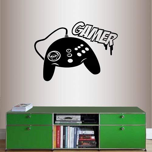 Wall Vinyl Decal Home Decor Art Sticker Gamer Word Sign Controller Video Games Kids Bedroom Room Removable Stylish Mural Unique Design