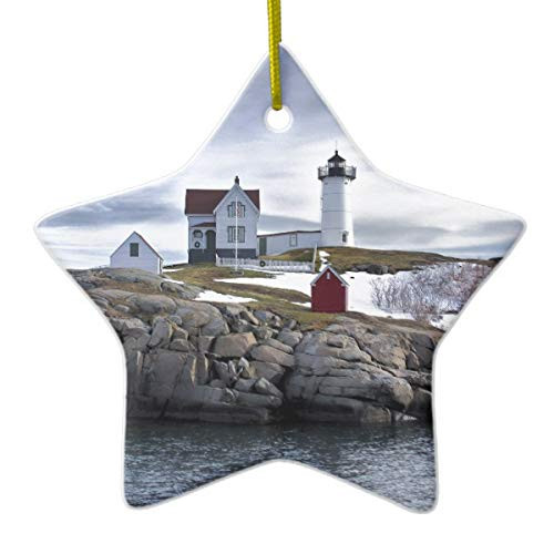 The Nubble Cape Neddick Lighthouse York Maine Ceramic Ornament