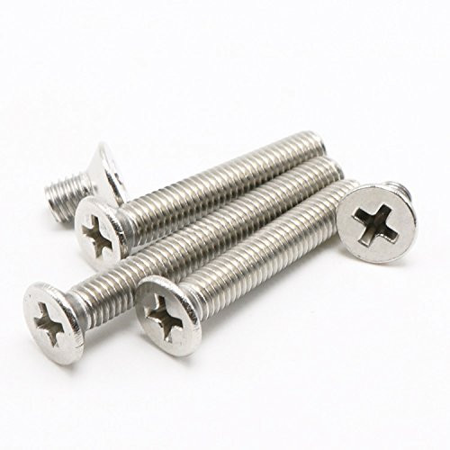 #6-32 x 1" Countersunk/Flat Head Machine Screws,Phillips Driver,Full Thread,Stainless Steel,Pack of 100