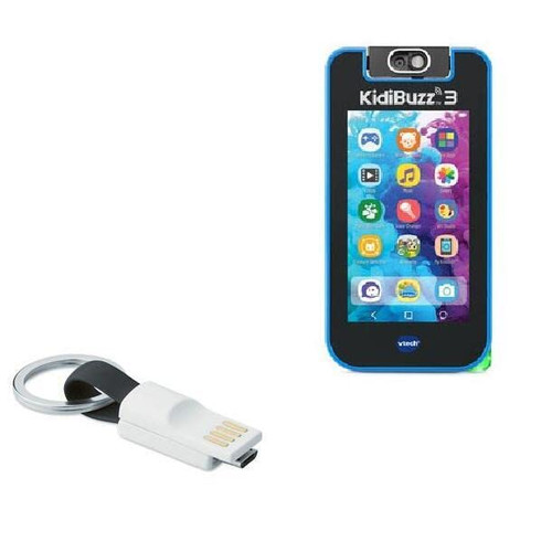 BoxWave Cable Compatible with VTech KidiBuzz 3 - Micro USB Keychain Charger, Key Ring Micro USB Cable for VTech KidiBuzz 3 - Jet Black