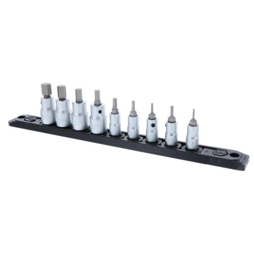 Wiha 71996 Socket Set, 3/8-Inch and 1/4-Inch Drive Sockets, Hex Metric, 9 Piece